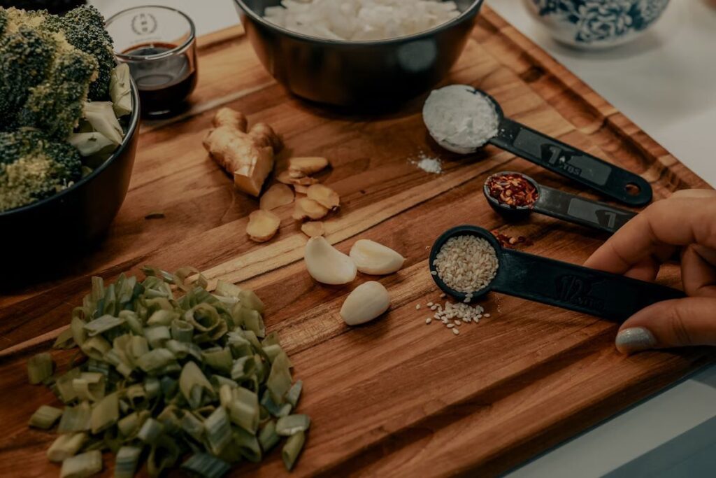 Ingredients Sprawled On A Chopping Board 