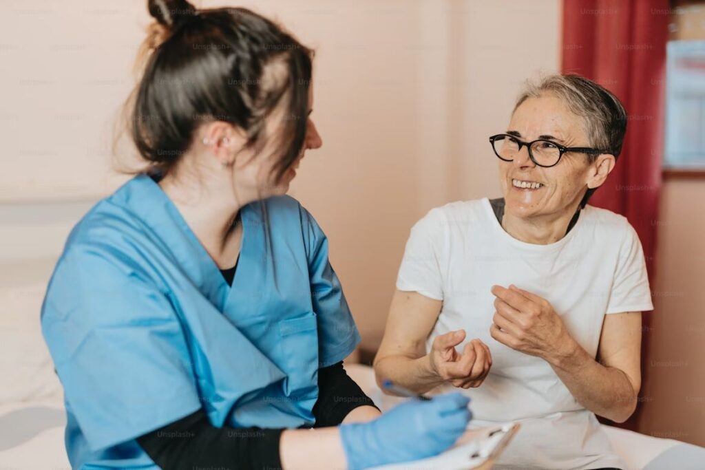 Caregiver With Elderly Lady 