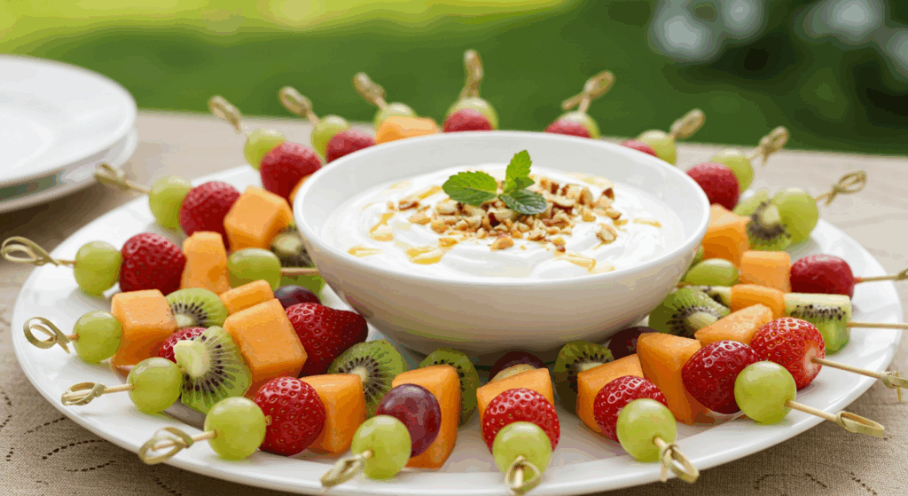 Fruit Skewers with Yogurt Dip